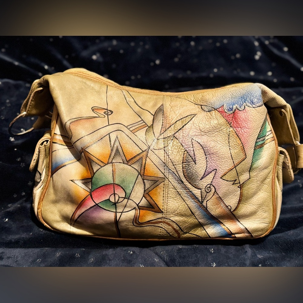 Magnifique Vintage Hand Painted Shoulder Bag (Tan) - EUC - Picture 2 of 10